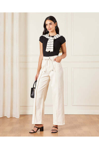 REDTAG Women Ivory Straight Fit Jeans