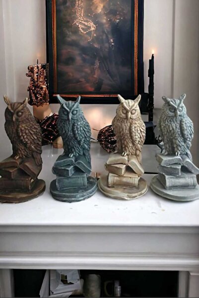 INGA JOSANU Bilge Baykuş Kitaplık Süsü Kitap Üzerinde Heykel Seti - 4'lü Fark...