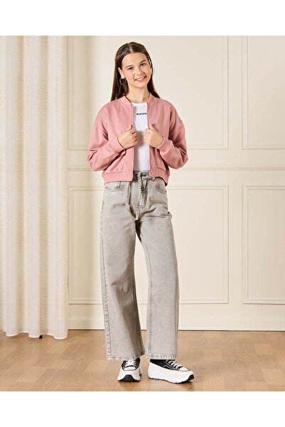 REDTAG Senior Girls Grey Wide leg Jeans With Belt