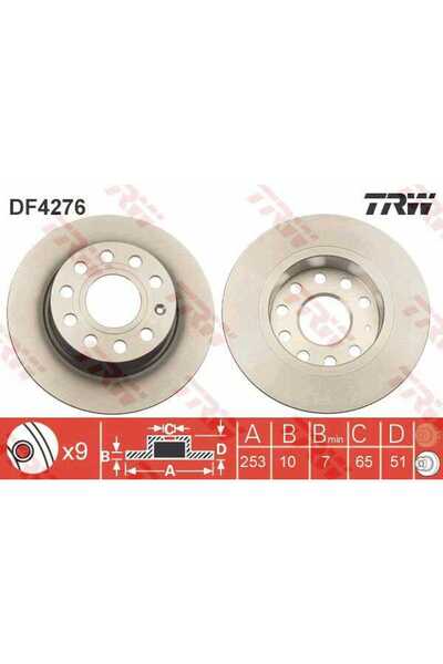 OEM Disc frana spate VW Golf Plus 2005-2009, TRW DF4276