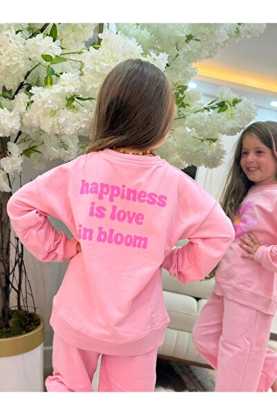 YİGİT BUTİK Flower Patterned Girl's Top and Bottom Set