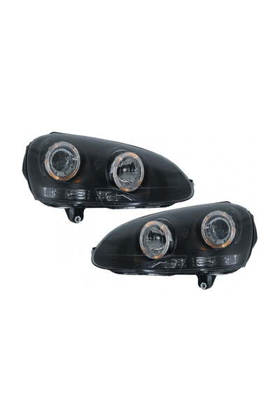 OEM Faruri Angel Eyes compatibil cu VW Golf 5 V (2003-2007) LHD/RHD Negru