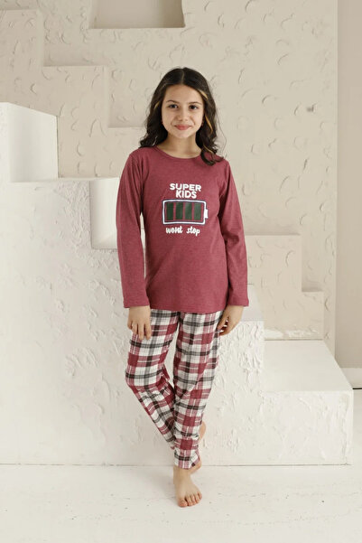 Serena Pijama Fete, Mânecă Lungă, Imprimeu Super Kids, Roz Închis