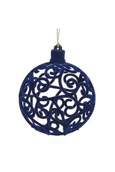 SHOPIENS Ornament de Crăciun pentru brad - Globă albastră cu model Ø10 cm