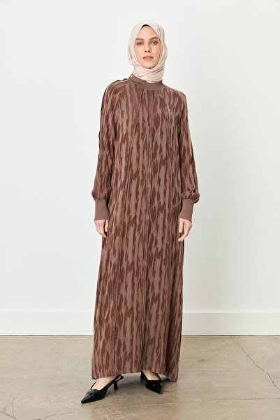 Nihan Ribanalı Cupra Elbise Kahve