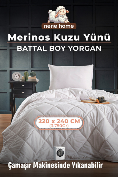 nenehome Battal Ebat Merinos Kuzu Yünü Yorgan (%100 SAF MERİNOS KUZU YÜNÜ) 22...