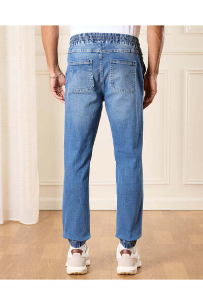 REDTAG Men Blue Plain Basic Jogger