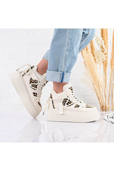 Tmall Pantofi sport pentru femei, din piele, cu platformă, TM1D1447, bej cu i...