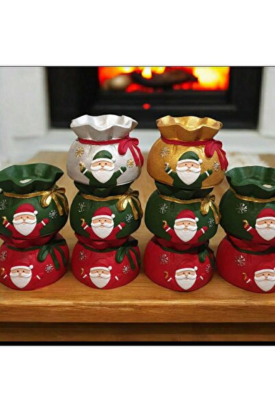 INGA JOSANU 4'lü Kış Evi Temalı Dekoratif Mum Seti Yılbaşı Konseptli Ev Biblo...