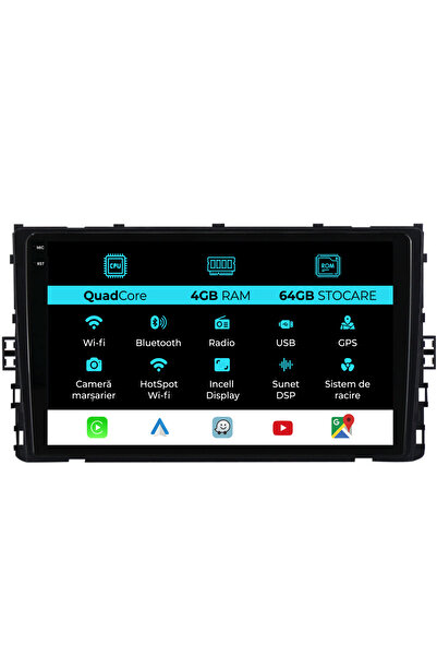 OEM Navigație dedicată Volkswagen T-Roc (2017-2025), QuadCore, 9 inci, 4 GB R...