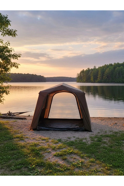 Trend Maison 210D Oxford Soba Baca Çıkışlı Şişme Çadır 290X290XH220 Haki + Pompa Dahil