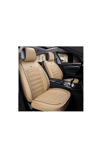 OEM Set 2 huse scaune auto pentru fata piele ecologica crem