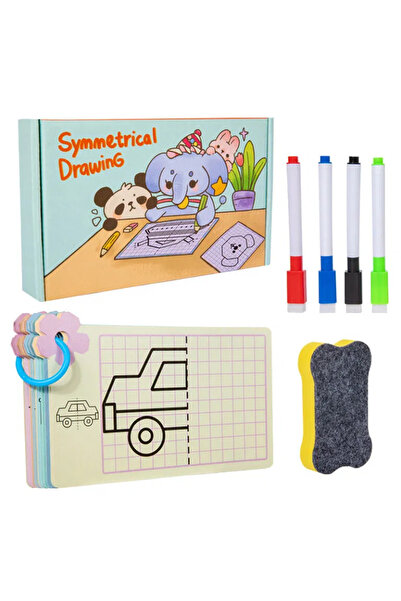 OEM Set de 24 de fișe de desen simetrice, față-verso, reutilizabile, markere ...