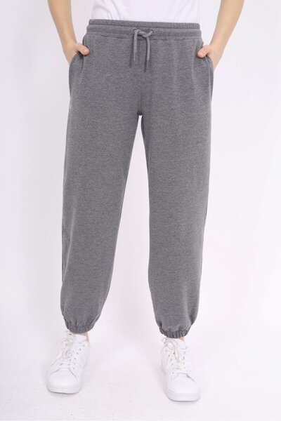 Toontoy Anthracite Girl's Printed Basic Jogger Sweatpants with Elasticated Wa...