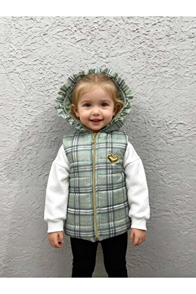 Gocoland Girl's hooded plaid vest