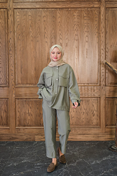 LOCCO Women's Hidden Zipper Detailed Suit Pistachio Green