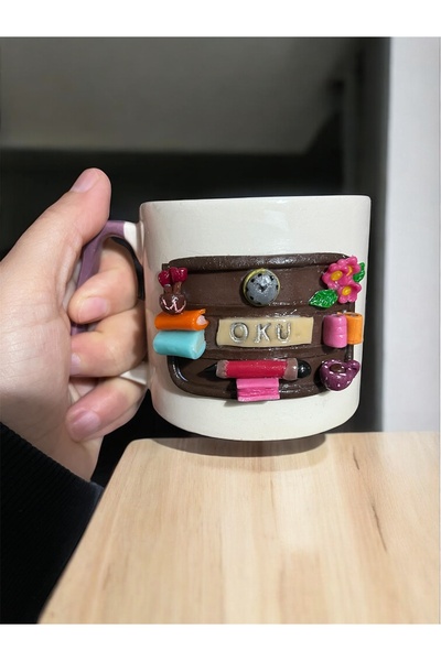 pembe kedi sanat Kişiye Özel El Yapımı Seramik Kupa