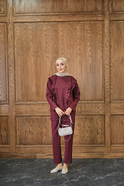 LOCCO Women's Stone Accessory Set Burgundy