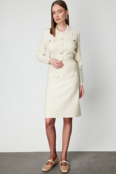 ON Ornamental Pocket Detailed Above-Knee Knitwear Skirt-69508