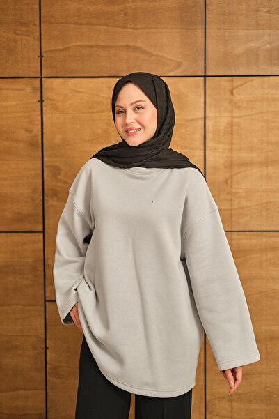 LOCCO guler rotund Sweat Gri pentru femei