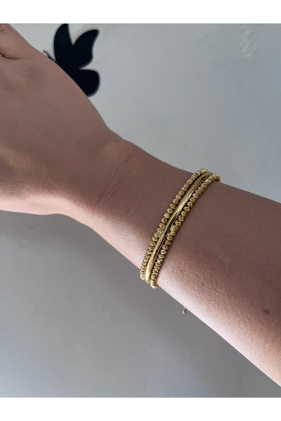 shop PASLANMAZ ÇELİK MİNİ DORİKA TAŞ DETAYLI GOLD PARLAK IŞILTILI KELEPÇE BİL...