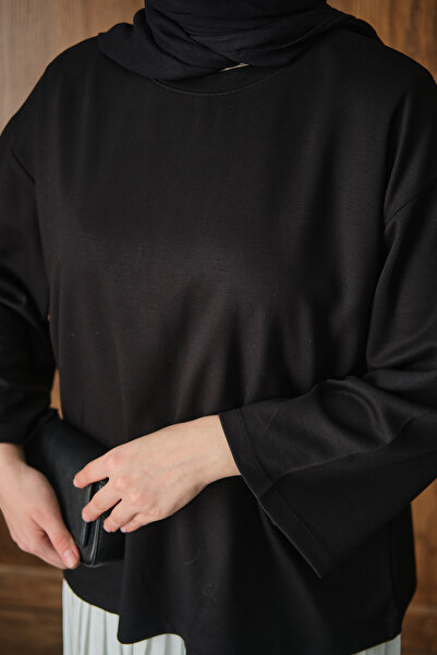 LOCCO Women's Loose Fit Plain Bodysuit Black