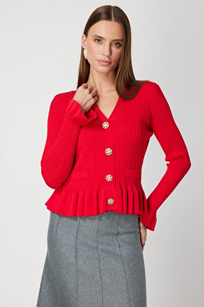 ON V-Neck Ornamental Buttoned Knitwear Cardigan
