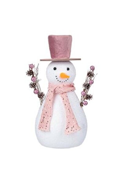 OEM Figurină decorativă de Crăciun din spumă, om de zăpadă cu căciulă și eșar...