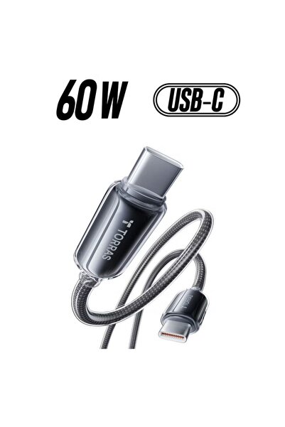 TORRAS كابل USB-C إلى USB-C بقوة 60 واط (2 متر) | كابل شاحن USB-C مُختبر بدرج...