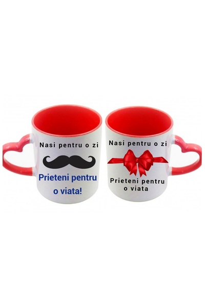 MARİ Set 2 căni personalizate ,, nași" , roșu