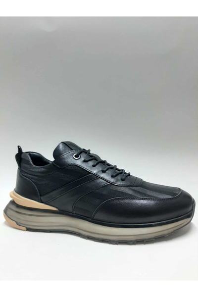 Pepita Genuine Leather Lace-Up Black Color Men's Shoes