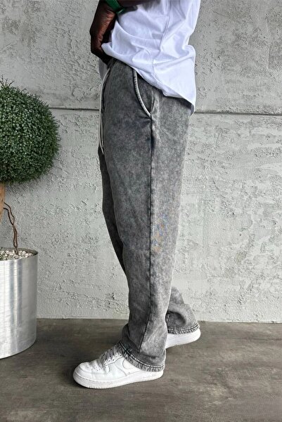 MADZEYMODA Men's Baggy Fit Gray Washed Sweatpants Ke-409
