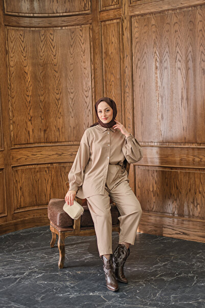 LOCCO Kadın Gömlekli Takım Krem