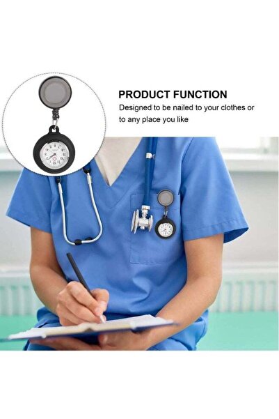 Generic Nurse Watch Retractable Clip-on Silicone Fob Watches - 3 Pack (Black, Light Blue, White)