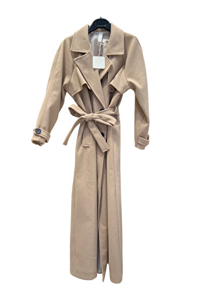 OEM Palton dama lung cu cordon bej