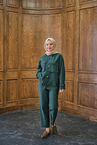 LOCCO Women's Hidden Zipper Detailed Suit Emerald Green