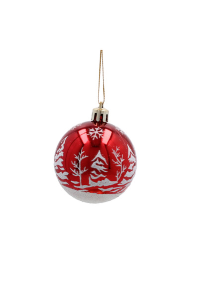 Selgot Set of 8 Red Christmas Tree Baubles, 6 cm Diameter, Model 3
