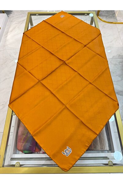 Levidor Шовкова хустка з монограмою помаранчевого кольору