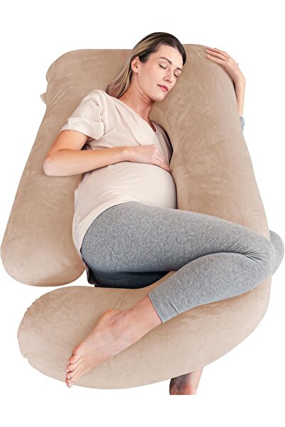 Home Dwell Pregnancy Pillow - Supportive Maternity Body Pillow, 115 x 85 x 25 cm (Brown)