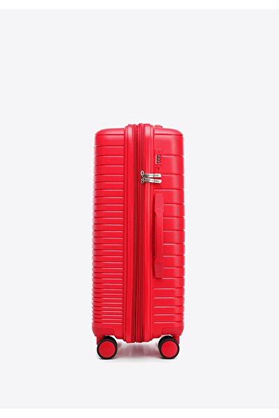 Wittchen Valiză bărbătească medie din polipropilenă cu dungi strălucitoare, polipropilenă roșie