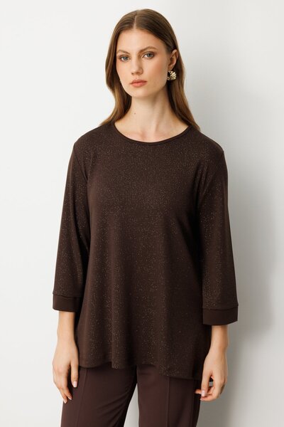 ON Kumaşı Simli Rahat Kalıp Bluz