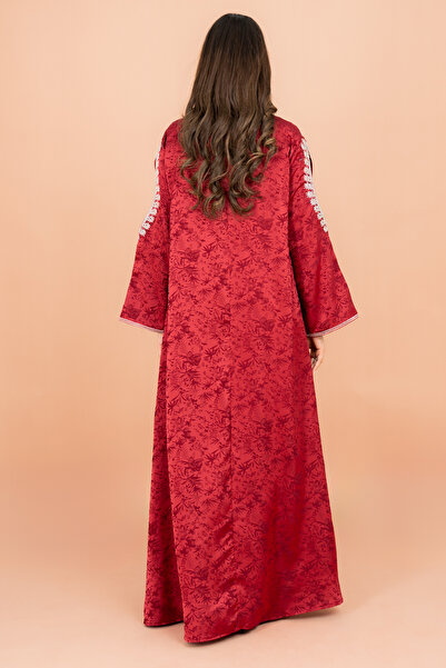 IKKXA Classic Printed Jalabiya Cold Shoulder Crystal Designs