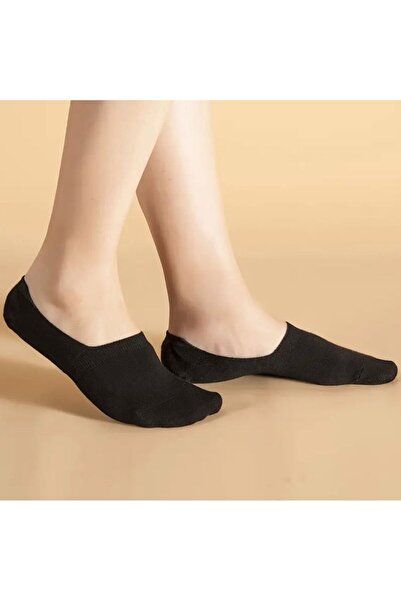 Vast 5-Piece Set of Stitch-Free Cotton Combed Silicone Women's and Men's Ballerinas (5 Pairs Black)