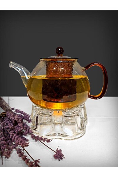 EVİMTATLIEVİM 900ml Borosilicate Glass Teapot with Strainer Fire Resistant
