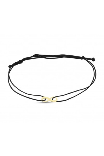 Koçak 14 Ayar Sonsuzluk Figürlü Siyah İpli Altın Bileklik