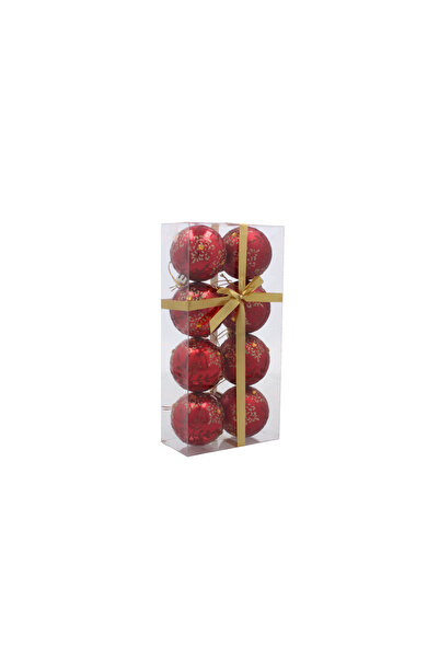 Selgot Set of 8 Red Christmas Tree Baubles, Diameter 6 cm, Model 2