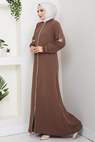 hafsamina Piped Detail Ferace Brown Hm2045