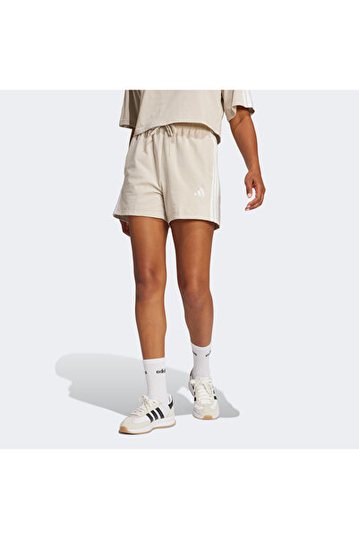 adidas Essentials 3 Stripes Women's Beige Shorts