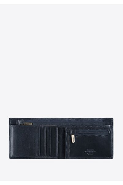 Wittchen Men's Leather Wallet with Two Zippers, Navy Blue, Leather