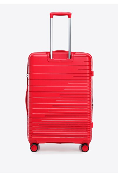 Wittchen Valiză mare bărbătească din polipropilenă cu dungi strălucitoare, roșii, polipropilenă roșie